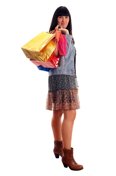 Rapariga atraente com sacos de compras — Fotografia de Stock