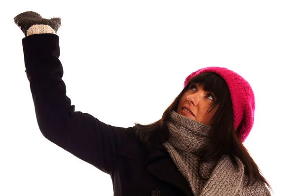 Kışın giyinmiş genç bir kadının portresi. — Stok fotoğraf