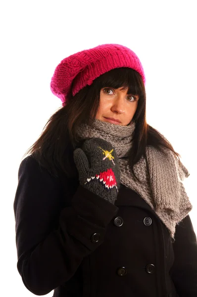 Portrait d'une jeune femme vêtue d'hiver — Photo