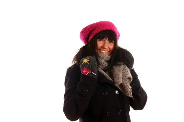 Retrato de uma jovem mulher em roupas de inverno — Fotografia de Stock