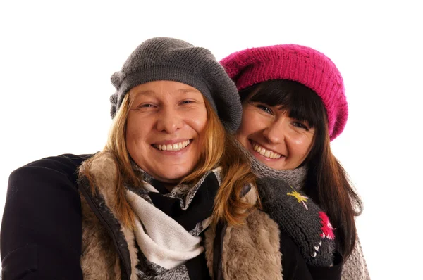 Dwóch młodych kobiet w strojach Zimowych — Zdjęcie stockowe