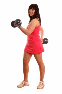 Sportif kız hantels ile eğitim