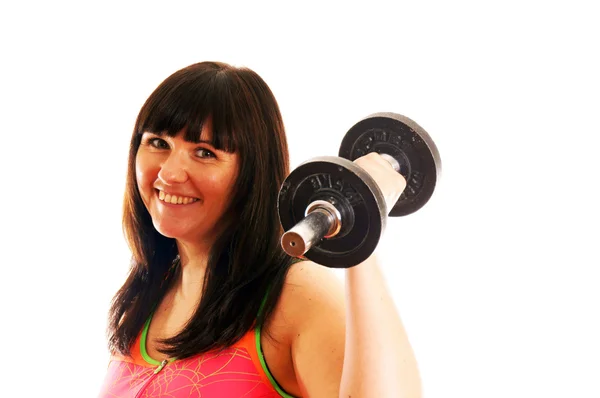 Deportiva chica entrenado con hantels —  Fotos de Stock