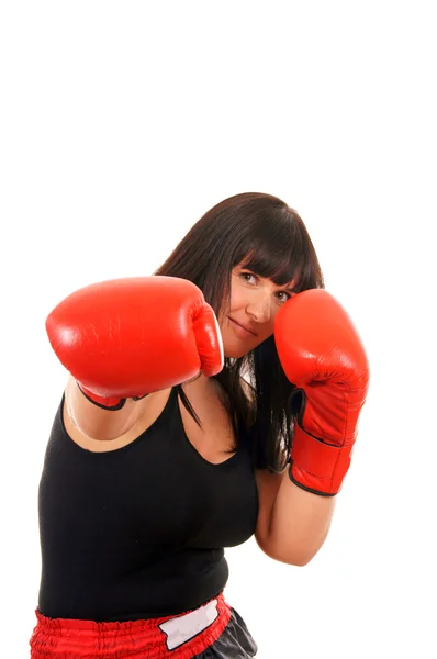 Chica atlética con guantes de boxeo — Foto de Stock