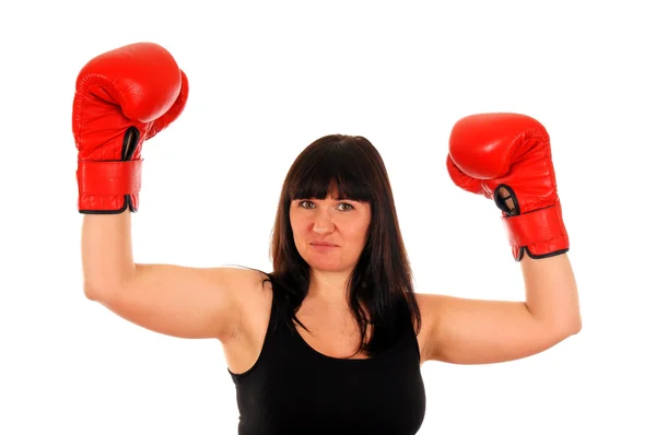 Athletisches Mädchen mit Boxhandschuhen — Stockfoto