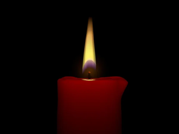 Flame on a candle isolated on black — Stock Photo, Image