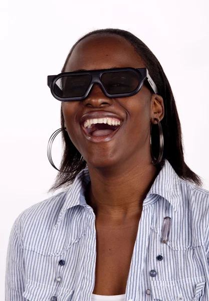 Zuid-Afrikaanse vrouw kijken naar 3D-film — Stockfoto
