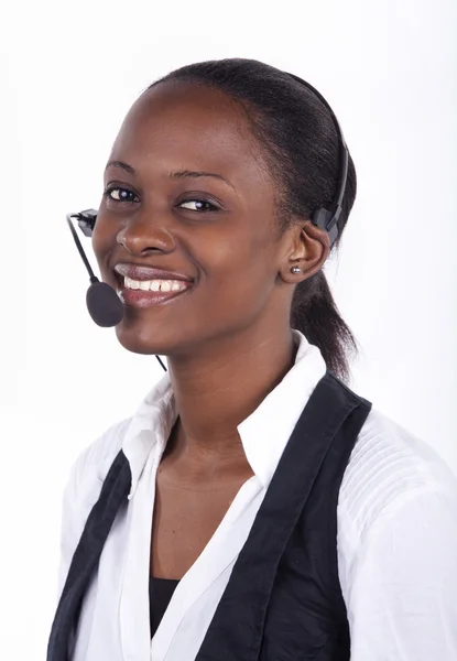 Südafrikanische Callcenter-Frau — Stockfoto