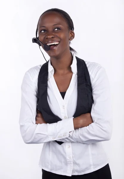Underbar sydafrikansk call centre kvinna — Stockfoto