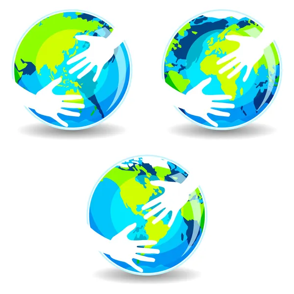 Earth In Hands — Stock Vector