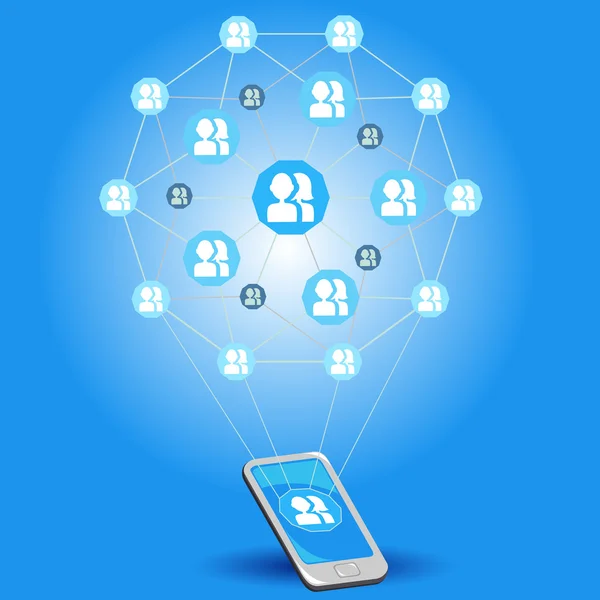 Mobiele sociale netwerken — Stockvector