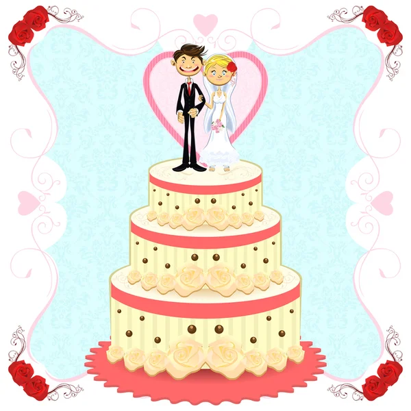 Романтический свадебный торт — стоковый вектор