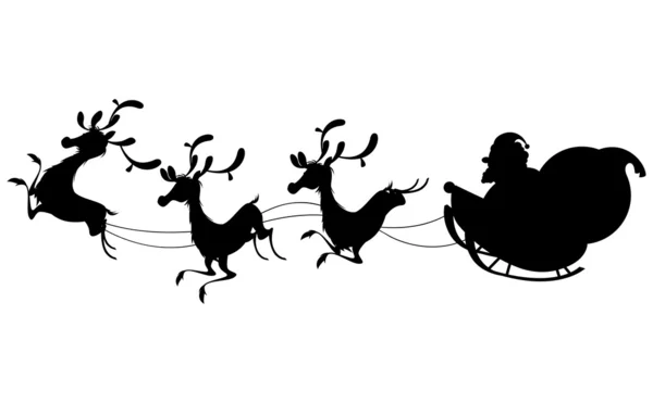 Silhueta de renas e Natal de Papai Noel —  Vetores de Stock