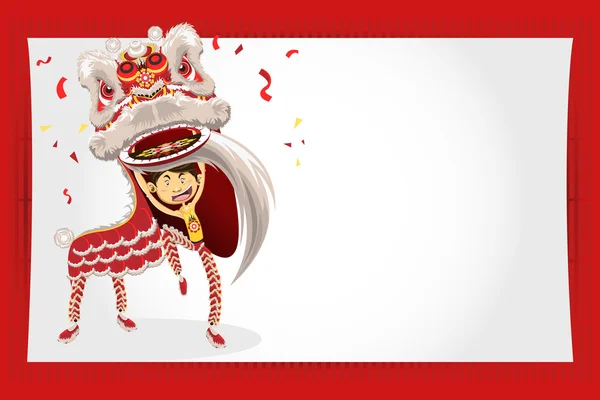 Ano Novo Chinês Saudação Card Lion Dance —  Vetores de Stock