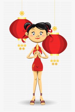 Çinli kızı yılbaşı tebrik kartı