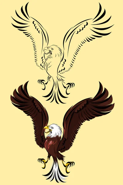 Aves de rapiña águila — Vector de stock
