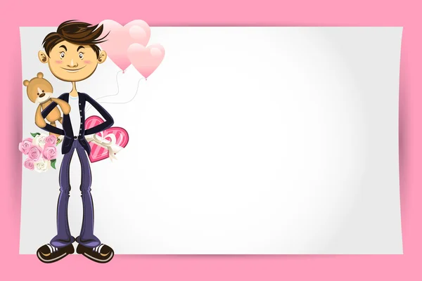 Valentine Boy Greeting Card — Stock Vector