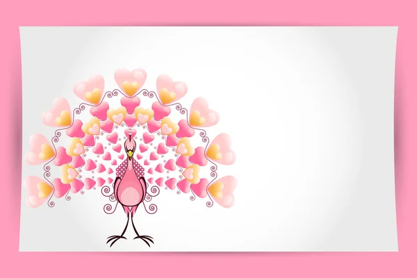 San Valentín amor pájaro pavo real tarjeta de felicitación — Vector de stock