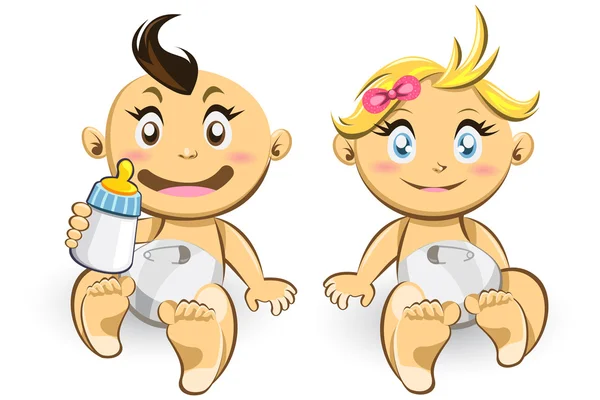 Bebek erkek ve kız — Stok Vektör
