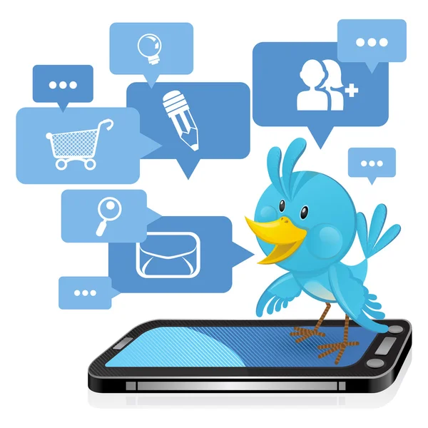 Синяя птица социальных сетей — стоковый вектор