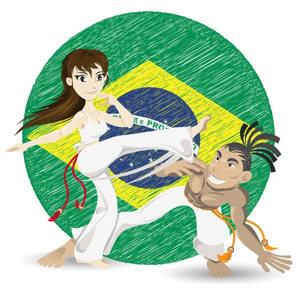 Arte Marcial Brasileira Capoeira — Vetor de Stock
