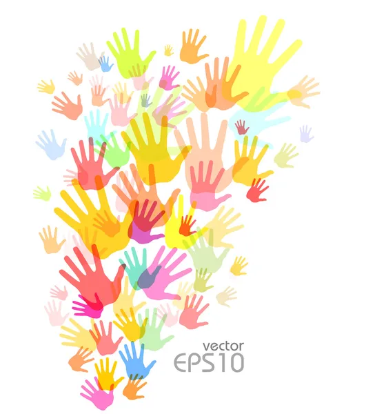 Colorful hand print background — Stock Vector
