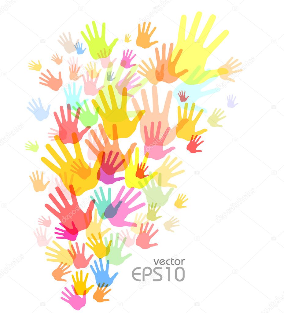 Colorful hand print background
