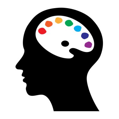 Head with brain as palette, clipart