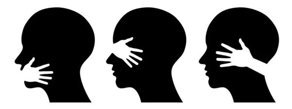 Set silhouetten van hoofden — Stockvector