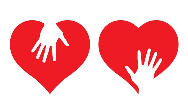 Eller yardım ile kalpleri — Stok Vektör