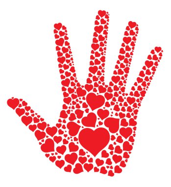 Hand print with hearts clipart