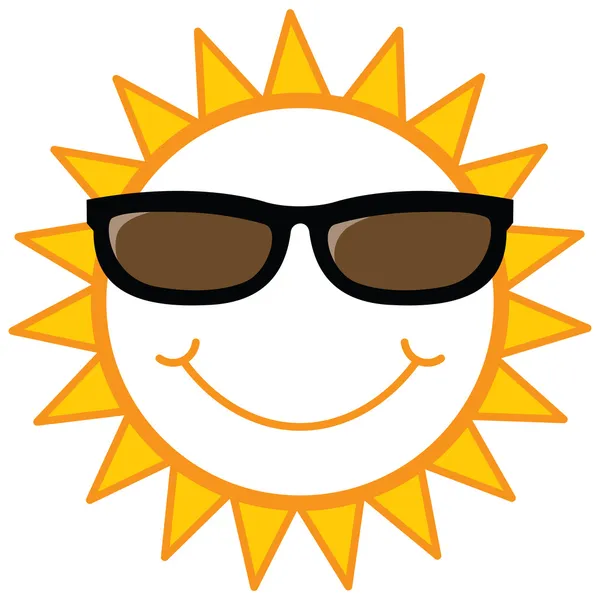 Sol sonriente con gafas de sol — Vector de stock