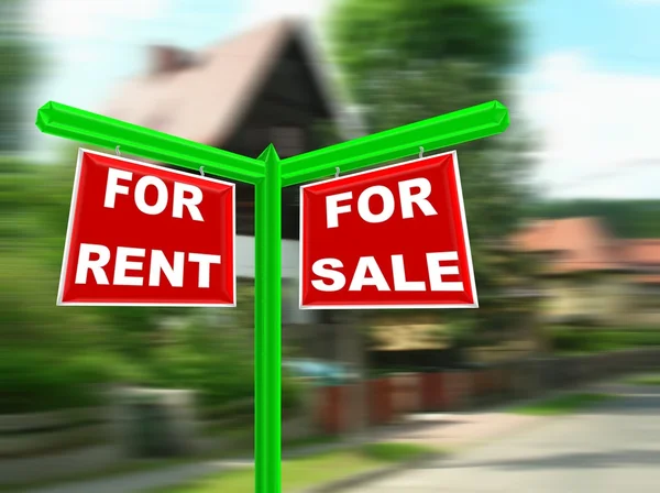 Dom na sprzedaż nieruchomości znak — Zdjęcie stockowe