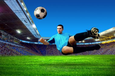 Football player on field of stadium clipart