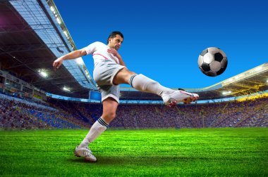 Football player on field of stadium clipart