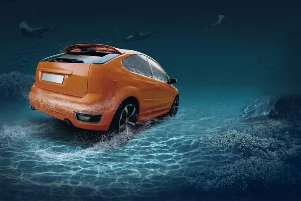 Motioner bil i undervattens ocean liv — Stockfoto