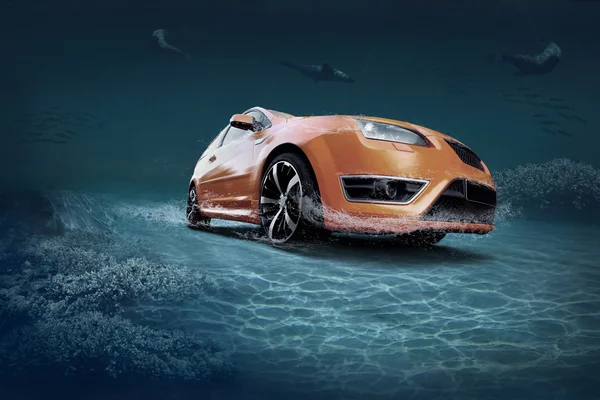 Ontwerpresoluties auto in onderwater oceaan leven — Stockfoto