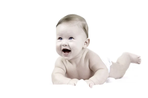 Štěstí dítě na bílém pozadí — Stock fotografie