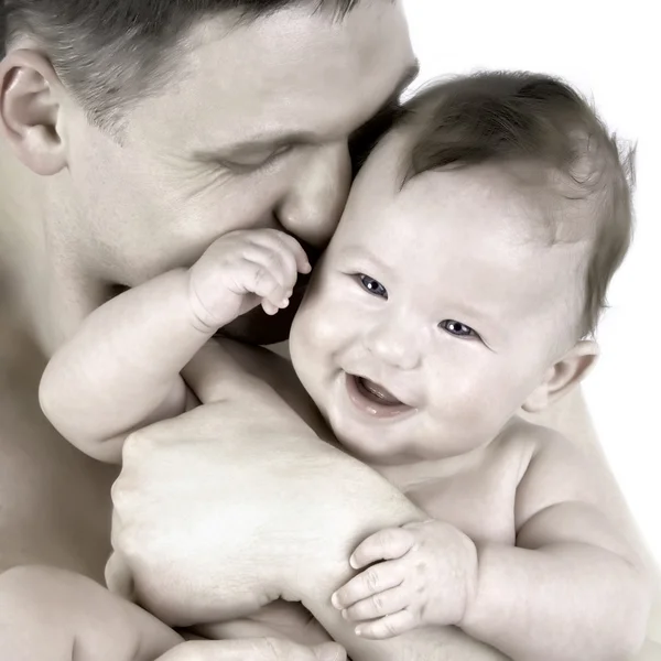 Babalar ellerinde mutluluk bebek — Stok fotoğraf