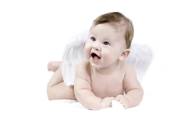 Geluk baby engel op de witte achtergrond — Stockfoto