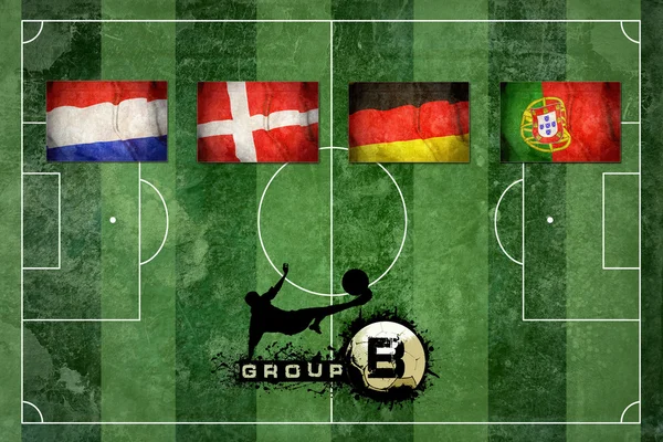 Group of UEFA EURO Championship on the Grunge football field tex — Stock Photo, Image