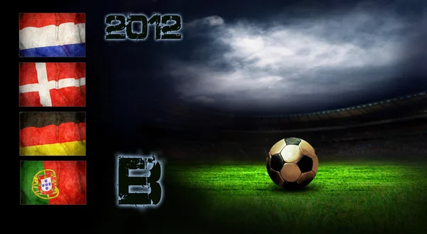 Grupp av uefa EM på stadium fotboll fältet ba — Stockfoto