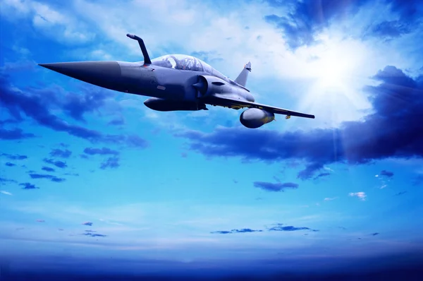 stock image Military airplan on the speed