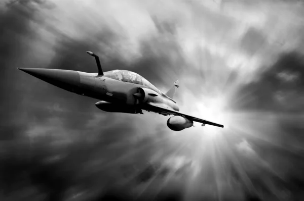 Plano aéreo militar sobre a velocidade — Fotografia de Stock