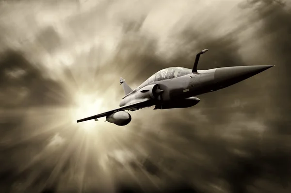 Plan aérien militaire sur la vitesse — Photo