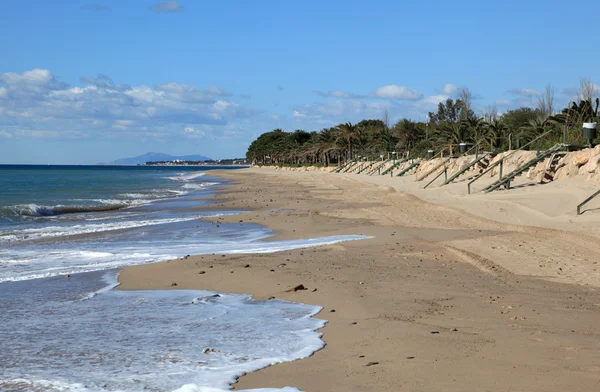 Akdeniz beach miami platja, Katalonya, İspanya — Stok fotoğraf