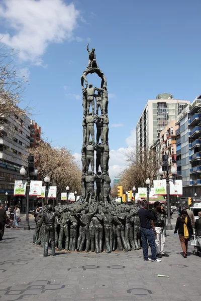 Monumento a los Castellers en la ciudad de Tarragona, Cataluña España — Foto de Stock