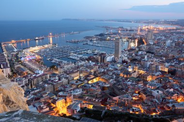 Aerial view of Alicante at dusk. Catalonia, Spain clipart