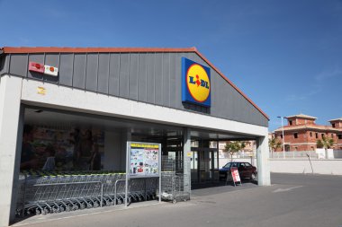 Lidl chain supermarket in Mazarron, Spain clipart