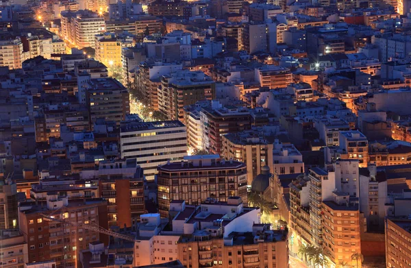 Paesaggio urbano di Alicante di notte. Catalogna Spagna — Foto Stock